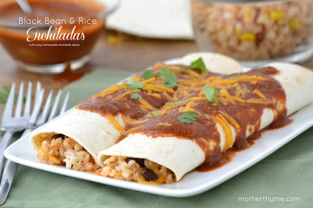 Black Bean and Rice Enchiladas with Homemade Enchilada Sauce