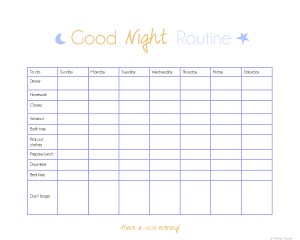 Organize Your Routine- evening printable checklist | www.motherthyme.com
