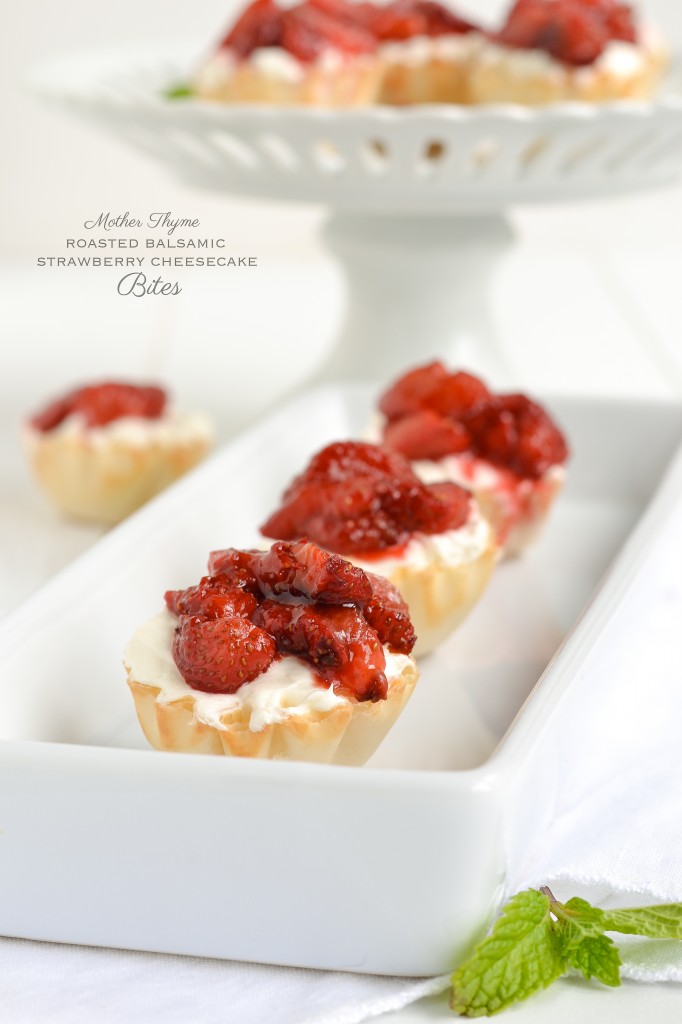 Roasted Balsamic Strawberry Cheesecake Bites by Mother Thyme