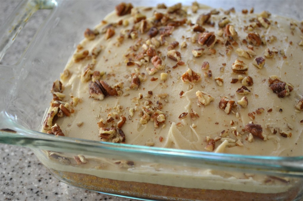 Pumpkin Cake with Butter Pecan Frosting - Mother Thyme