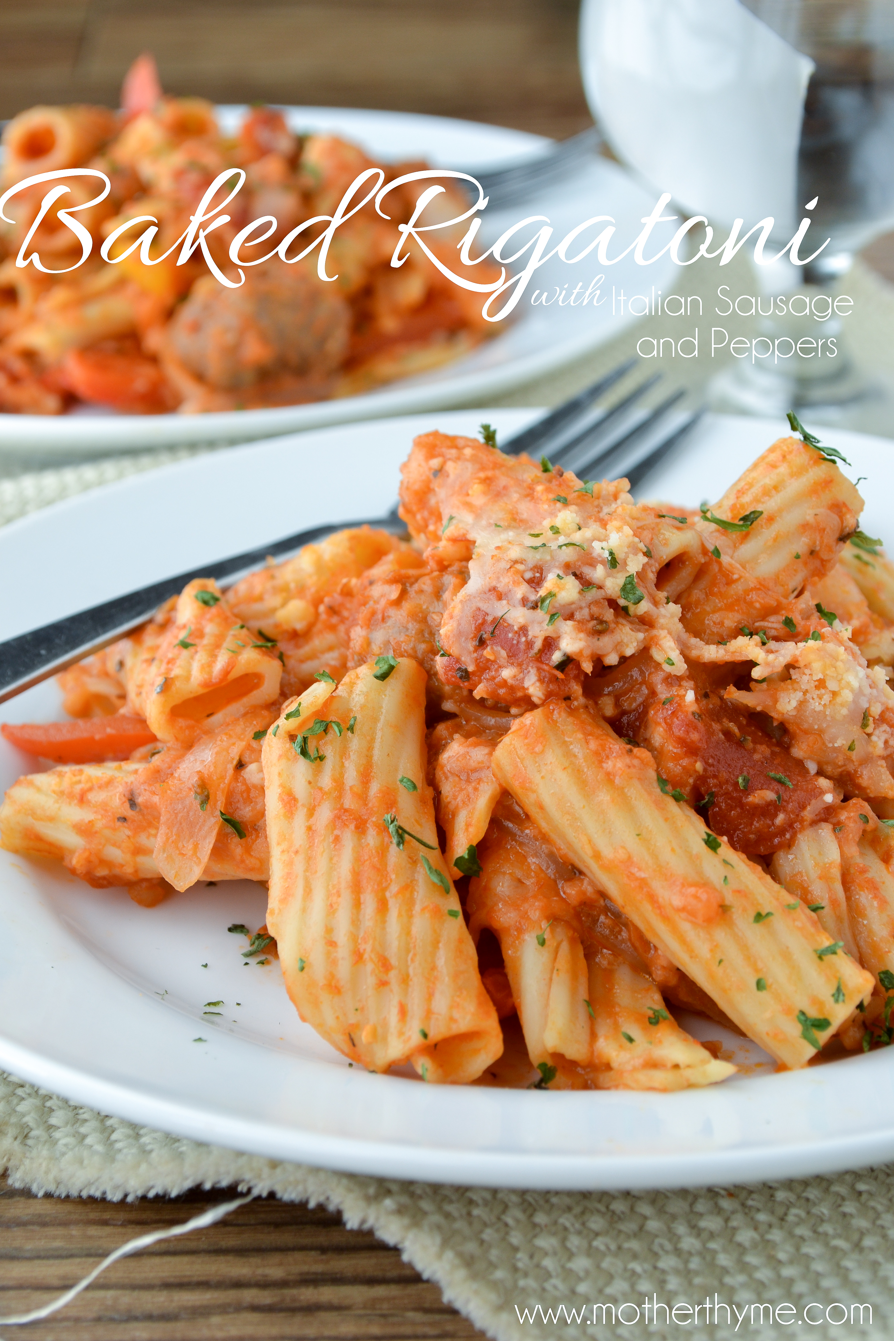 Baked Rigatoni with Italian Sausage and Peppers