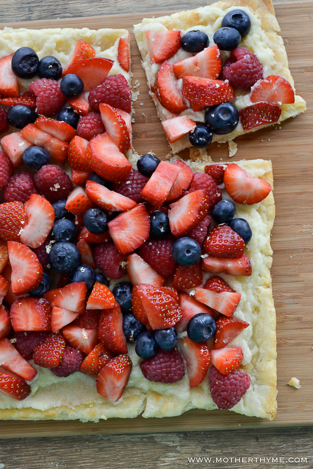 Mixed Berry and Mascarpone Puff Pastry Flatbread