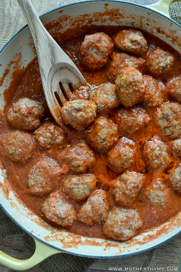 Low Carb Meatballs with Marinara from www.motherthyme.com