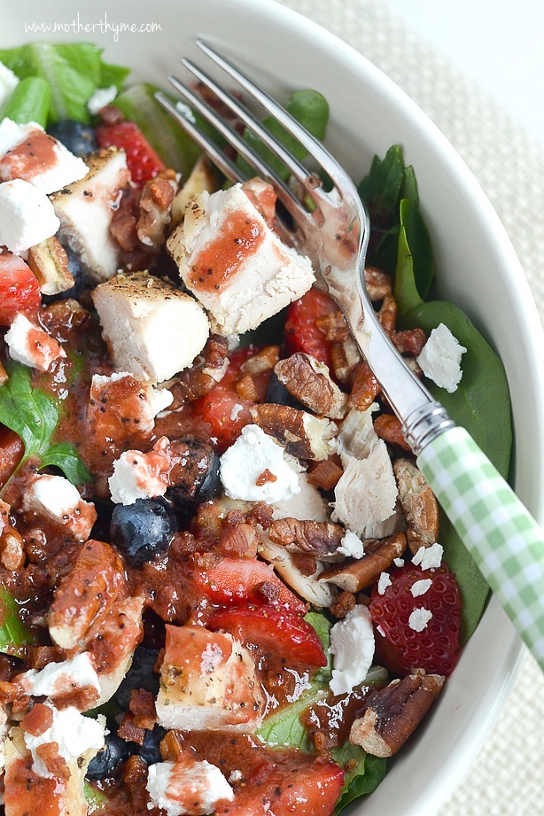 Nut and Berry Chicken Salad with Strawberry Poppy Seed Dressing | Mother Thyme