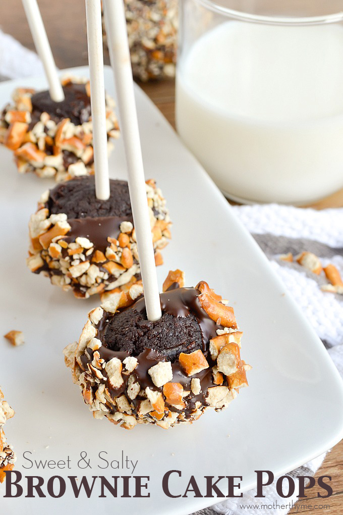 Sweet and Salty Brownie Cake Pops | Mother Thyme 