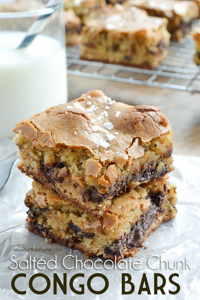 Salted Chocolate Chunk Congo Bars | Mother Thyme