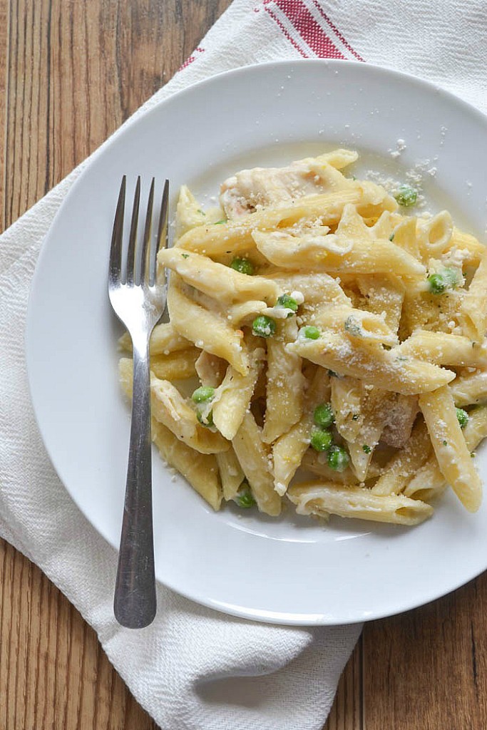 Baked Penne with Chicken and Peas
