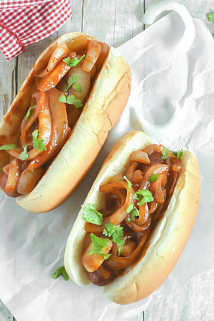 BBQ Vidalia Onion Hot Dogs