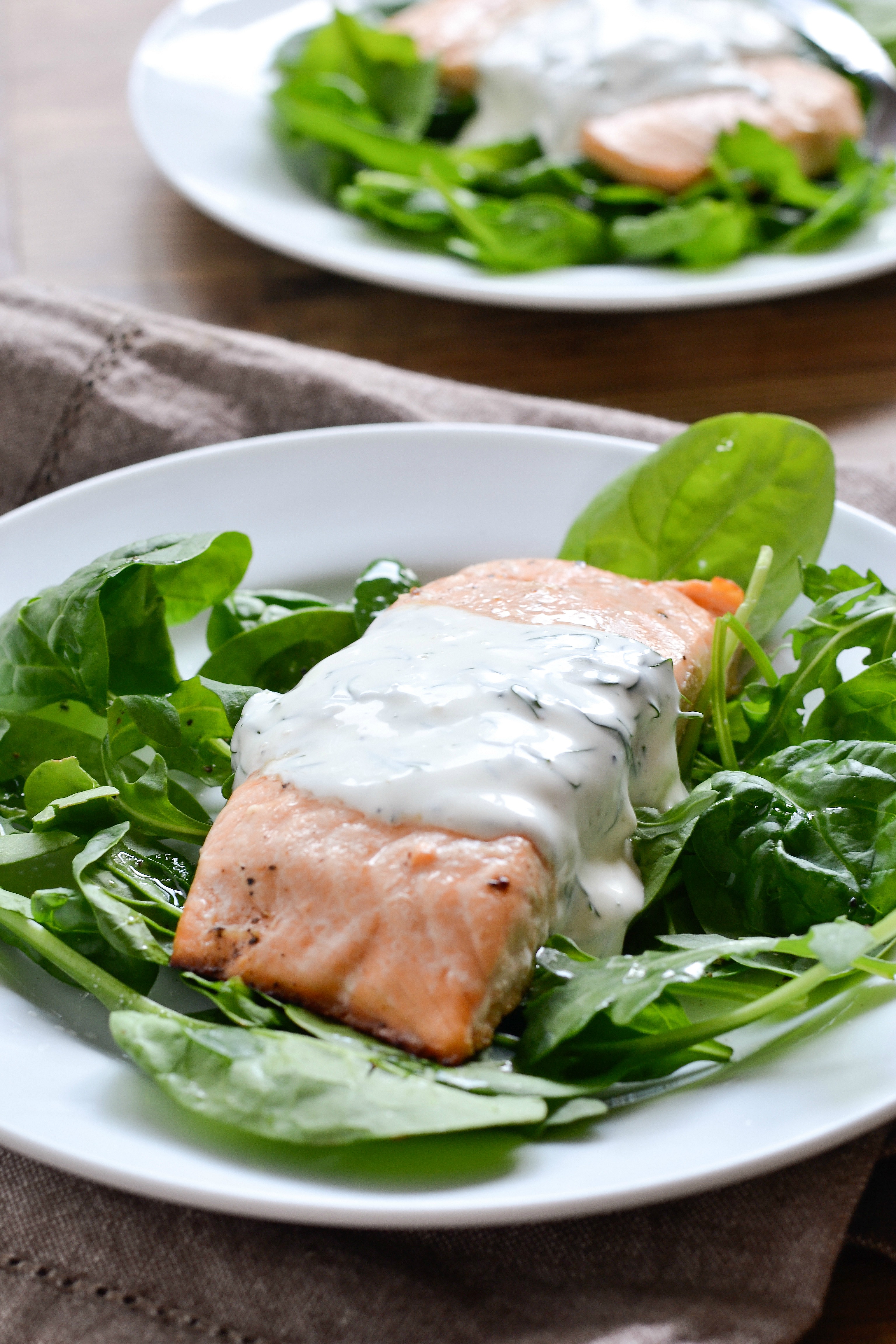 30 Minute Meal – Baked Lemon Pepper Salmon with Creamy Dill Sauce