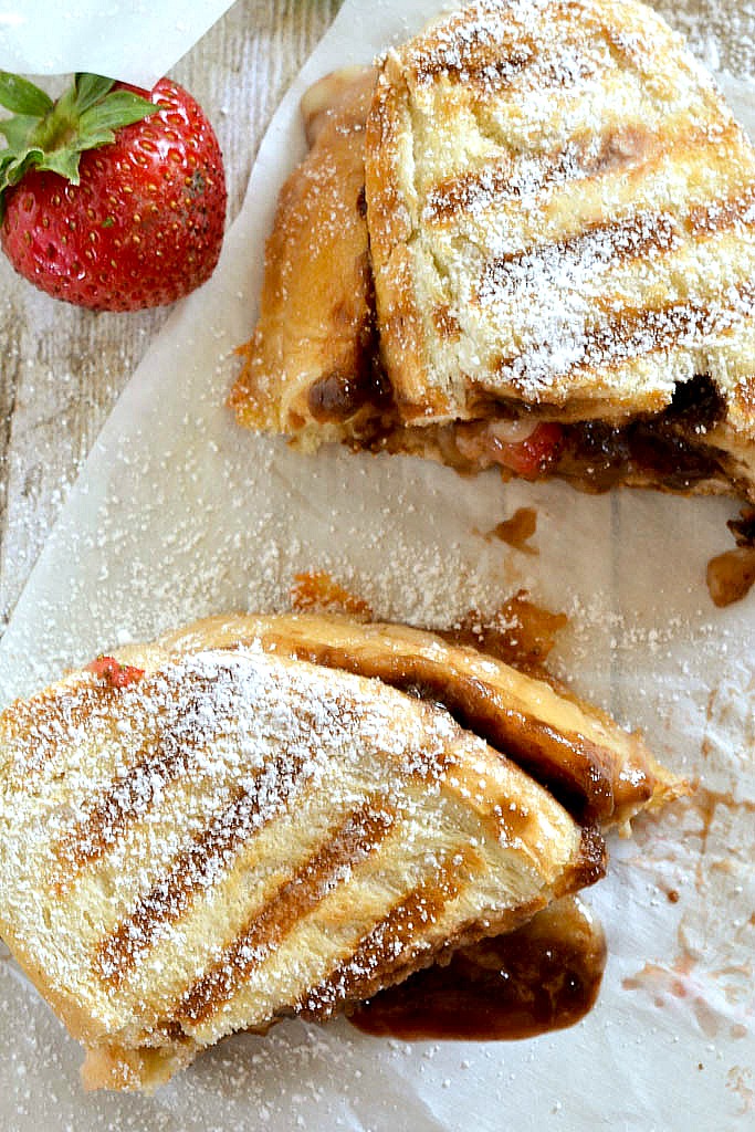 Roasted Strawberry, Brie and Nutella Grilled Cheese