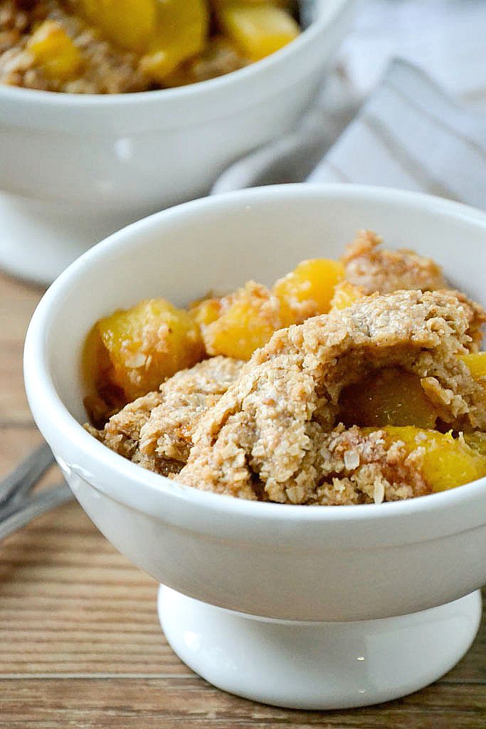 Oatmeal Cookie Peach Cobbler | www.motherthyme.com