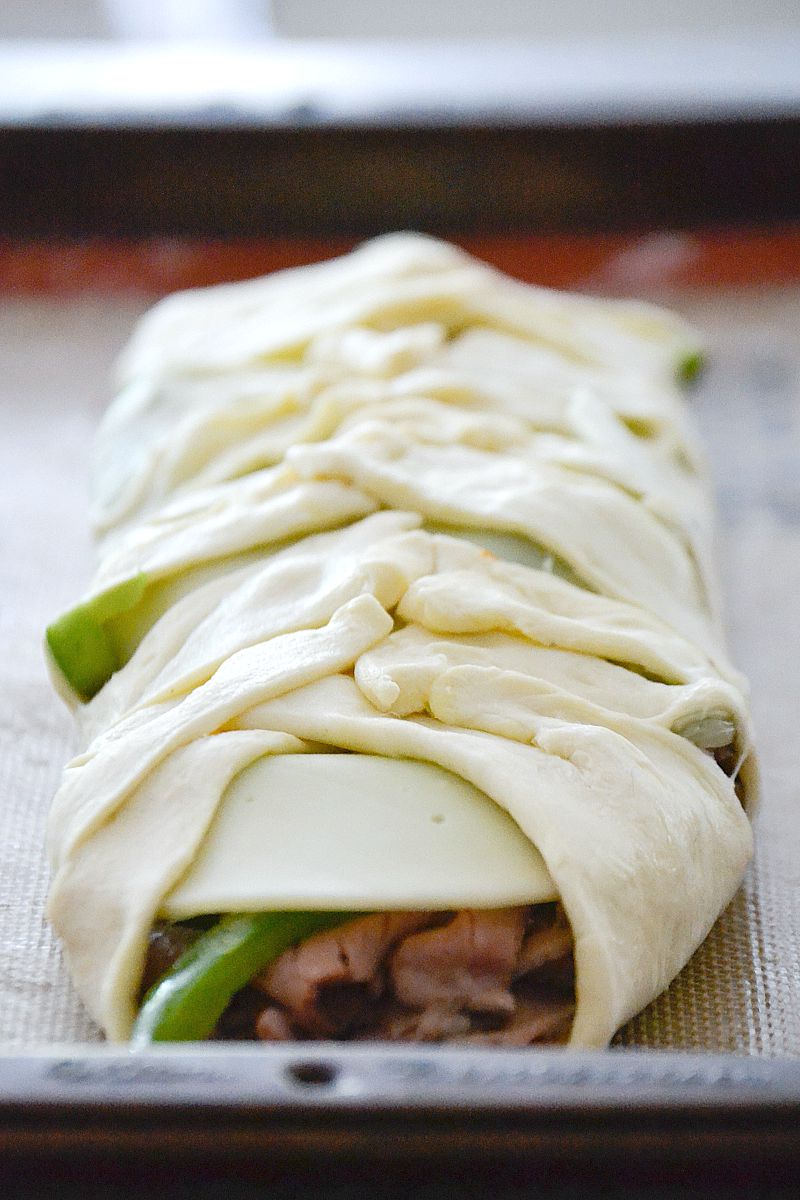 Philly Cheesesteak Crescent Braid | Mother Thyme
