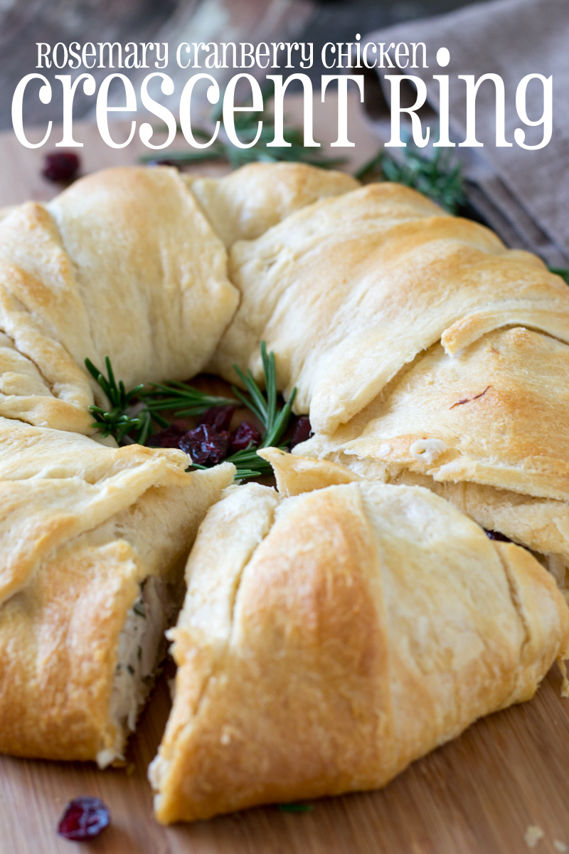 Get dinner ready in a snap with this delicious Rosemary Cranberry Chicken Crescent Ring made with just five simple ingredients!