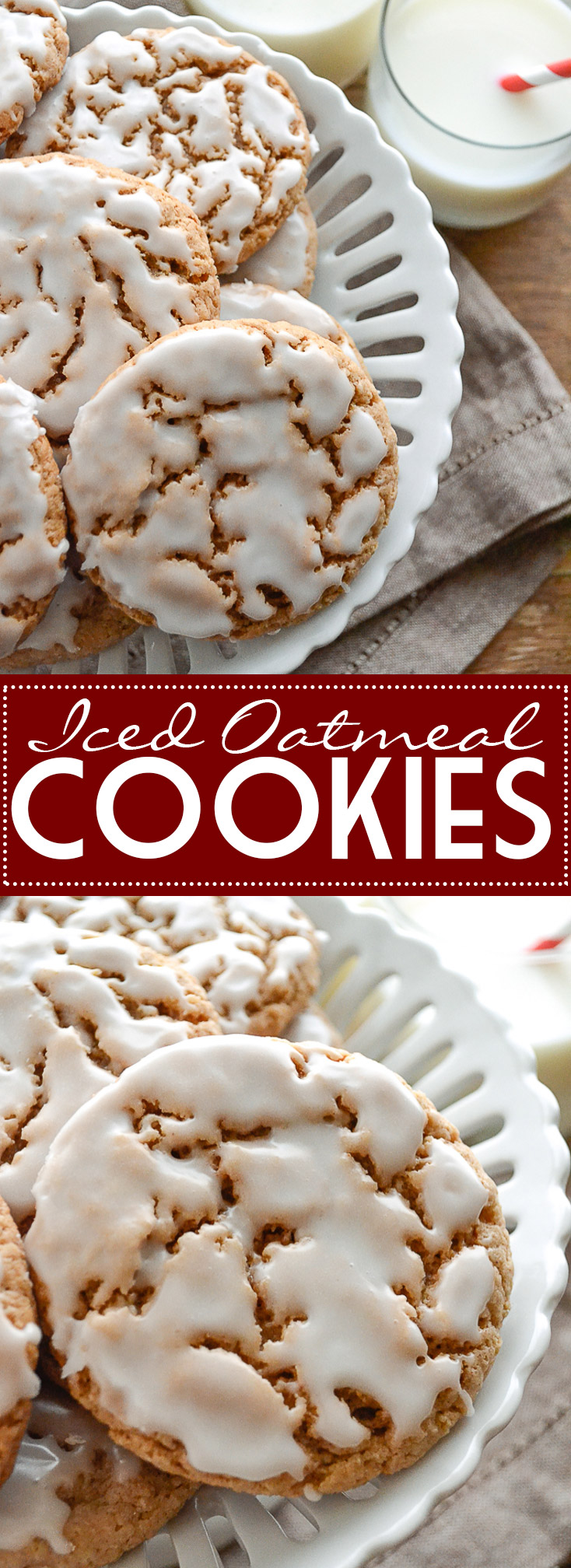 Iced Oatmeal Cookies - perfect with a tall glass of milk! | www.motherthyme.com