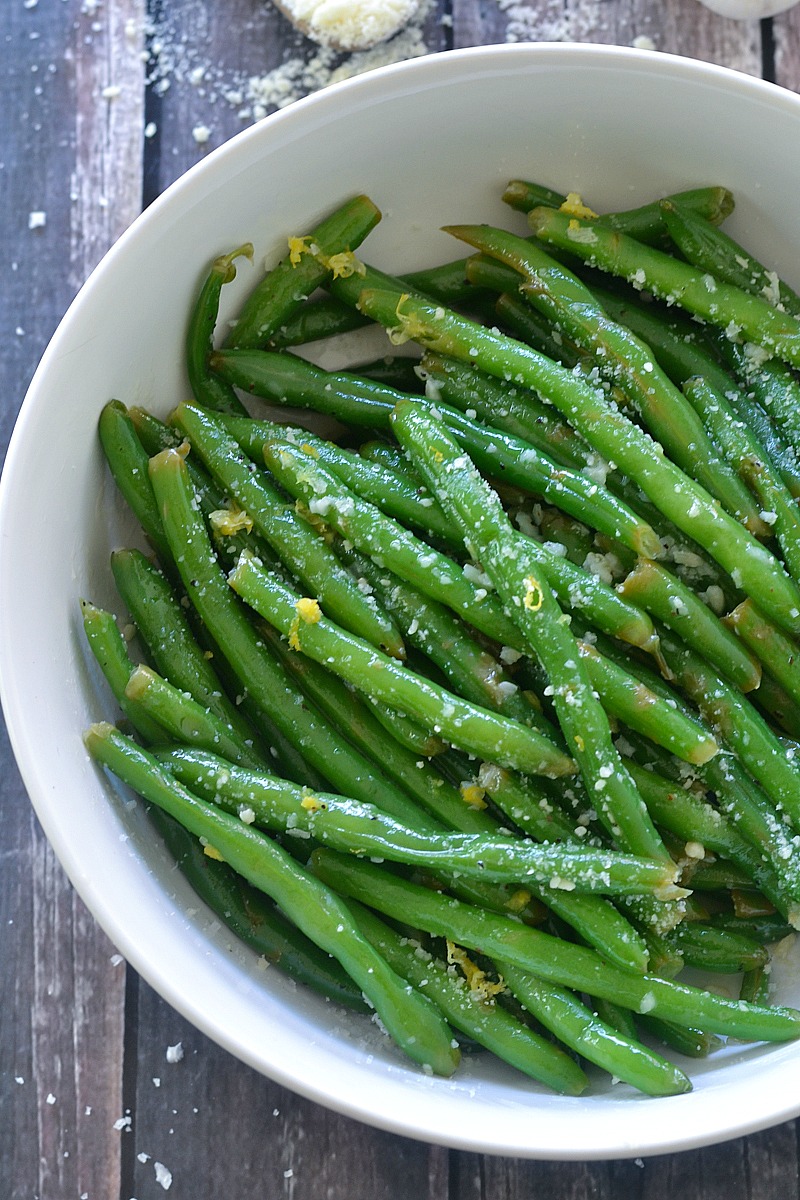 Lemon Butter Green Beans with Garlic and Parmesan