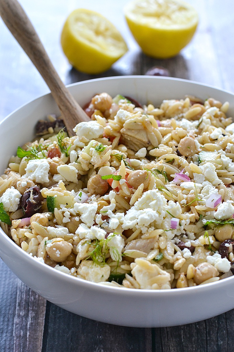 Mediterranean Orzo Salad with Tuna and Chickpeas