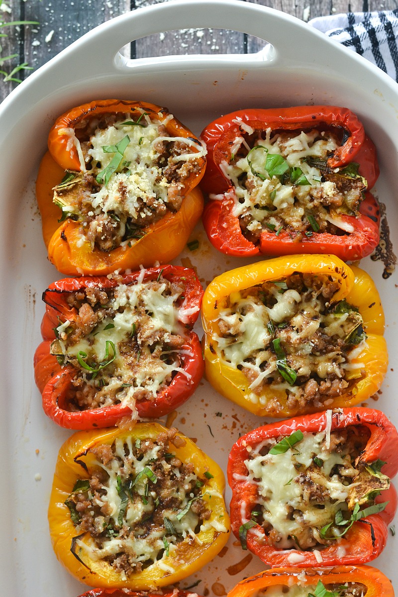 Roasted Stuffed Peppers with Italian Sausage and Balsamic Glaze | www.motherthyme.com