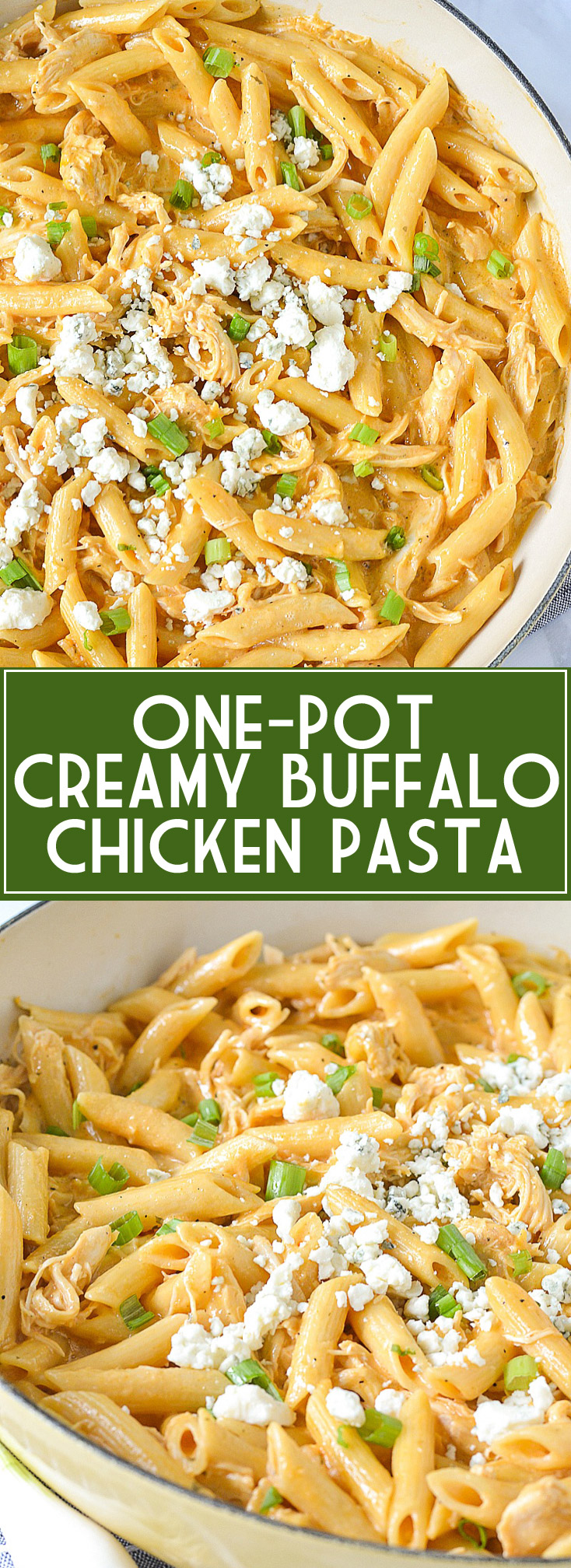 One-Pot Creamy Buffalo Chicken Pasta | www.motherthyme.com