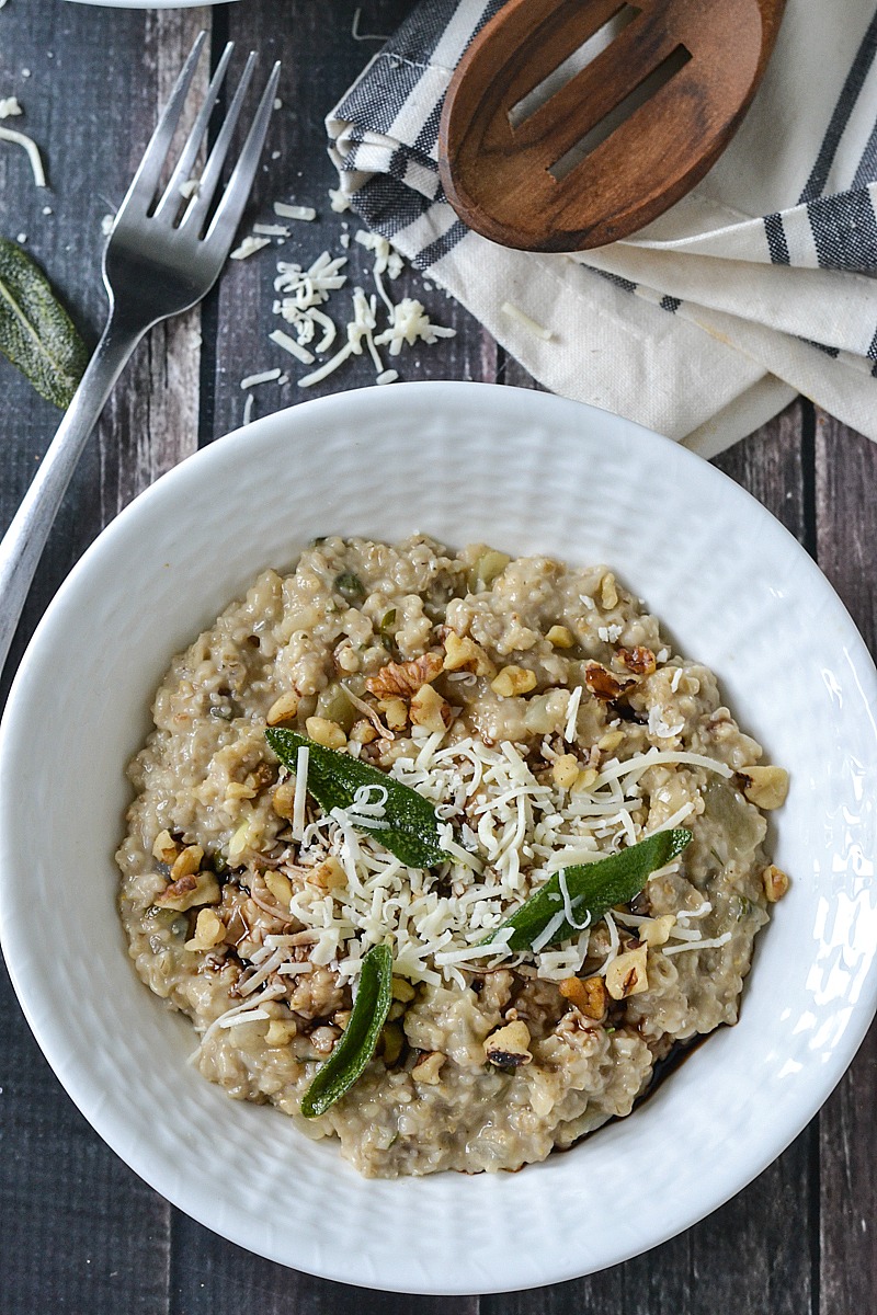 Savory Garlic, Herb and Asiago Steel Cut Oats Risotto - www.motherthyme.com 