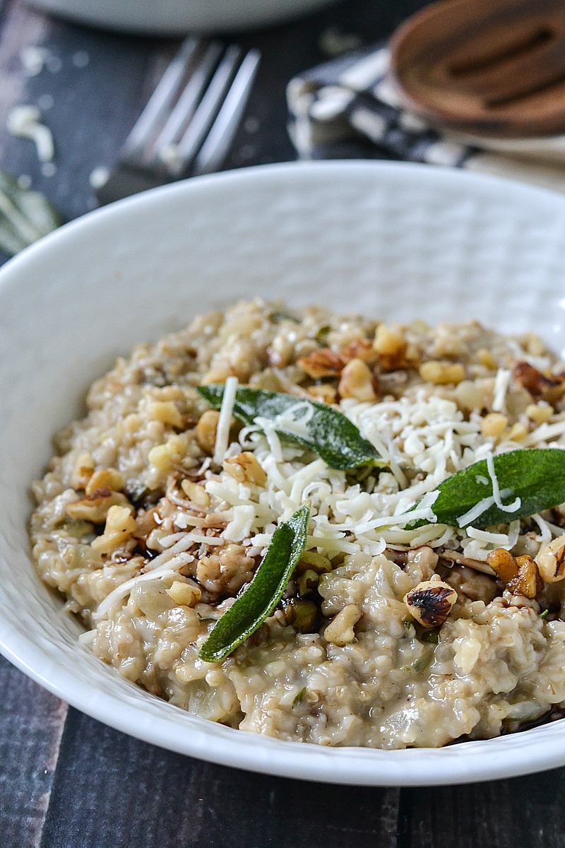 Savory Garlic, Herb and Asiago Steel Cut Oats Risotto - www.motherthyme.com 