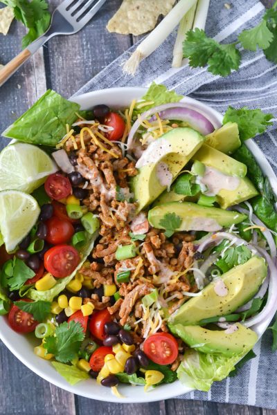 Loaded Taco Salad with Salsa Ranch Dressing – Mother Thyme