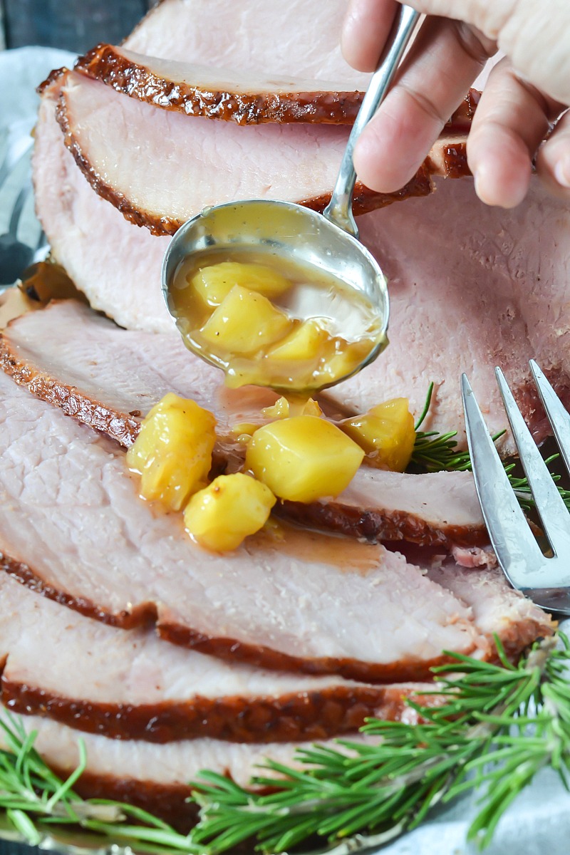 Baked Ham with Warm Pineapple Compote