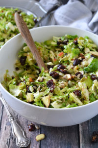 CRUNCHY BRUSSELS SPROUT SALAD WITH FRUIT AND NUTS
