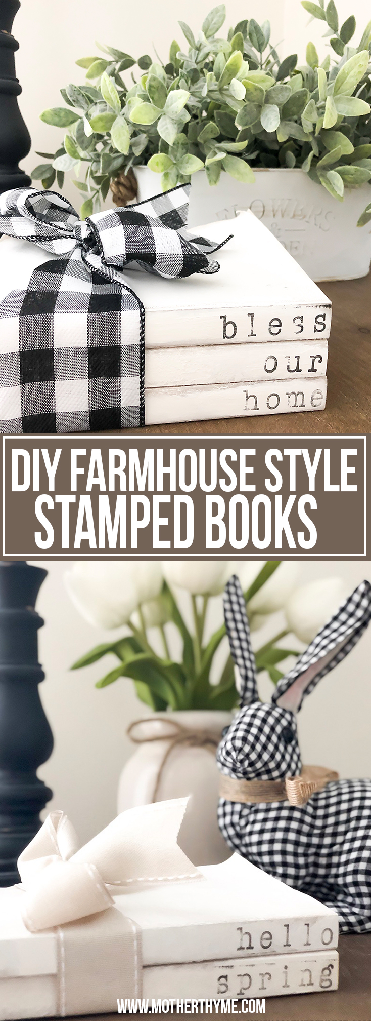 DIY FARMHOUSE STYLED STAMPED BOOKS