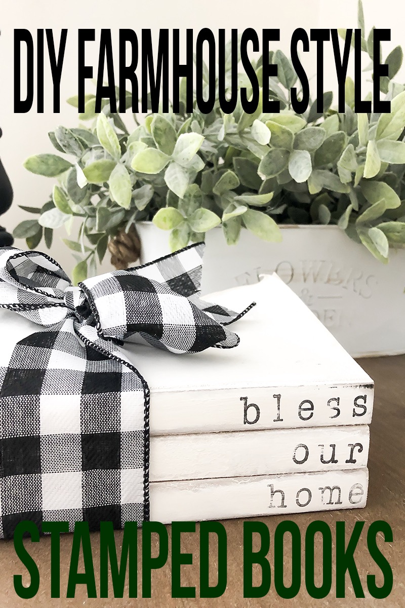 DIY Farmhouse Style Stamped Books