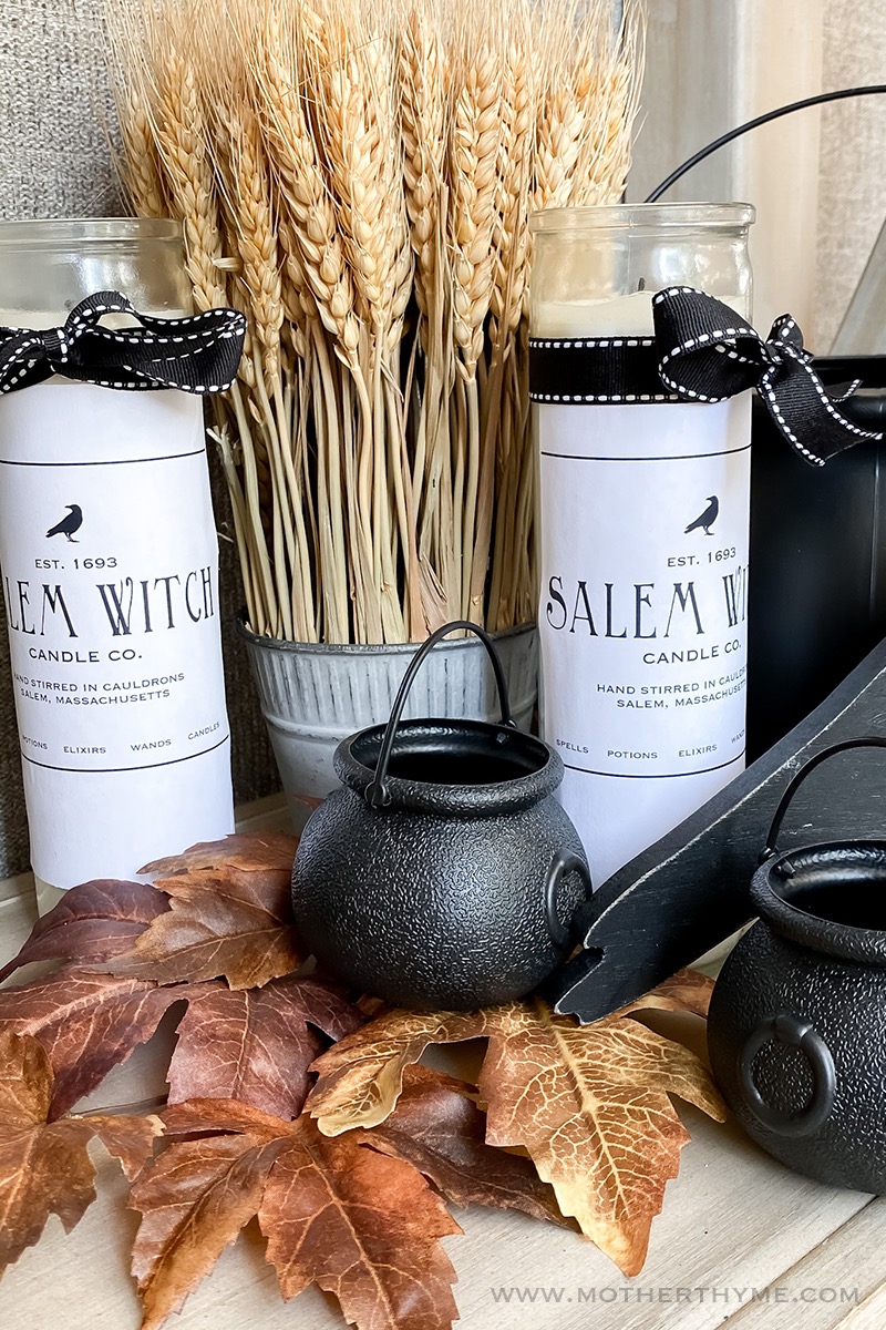 DIY Salem Witch Halloween Candle - Free Printable