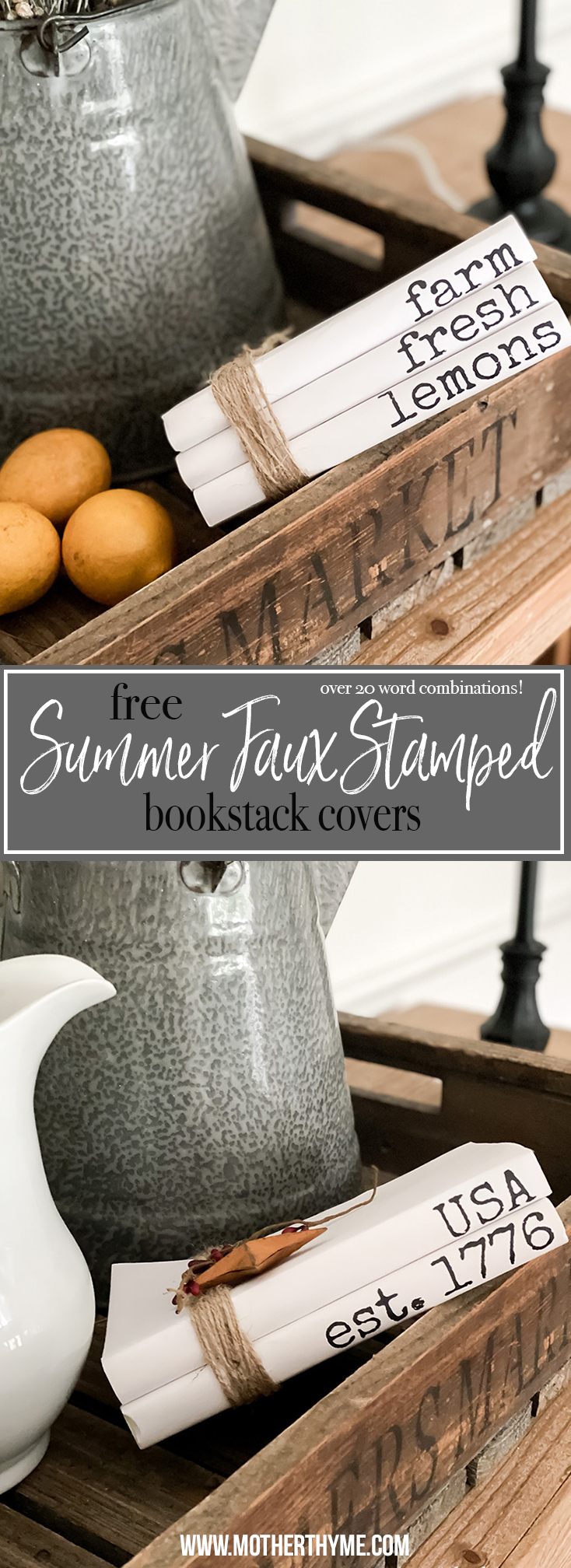 SUMMER FAUX STAMPED BOOKSTACK COLLECTION - FREE BOOK COVER PRINTABLES