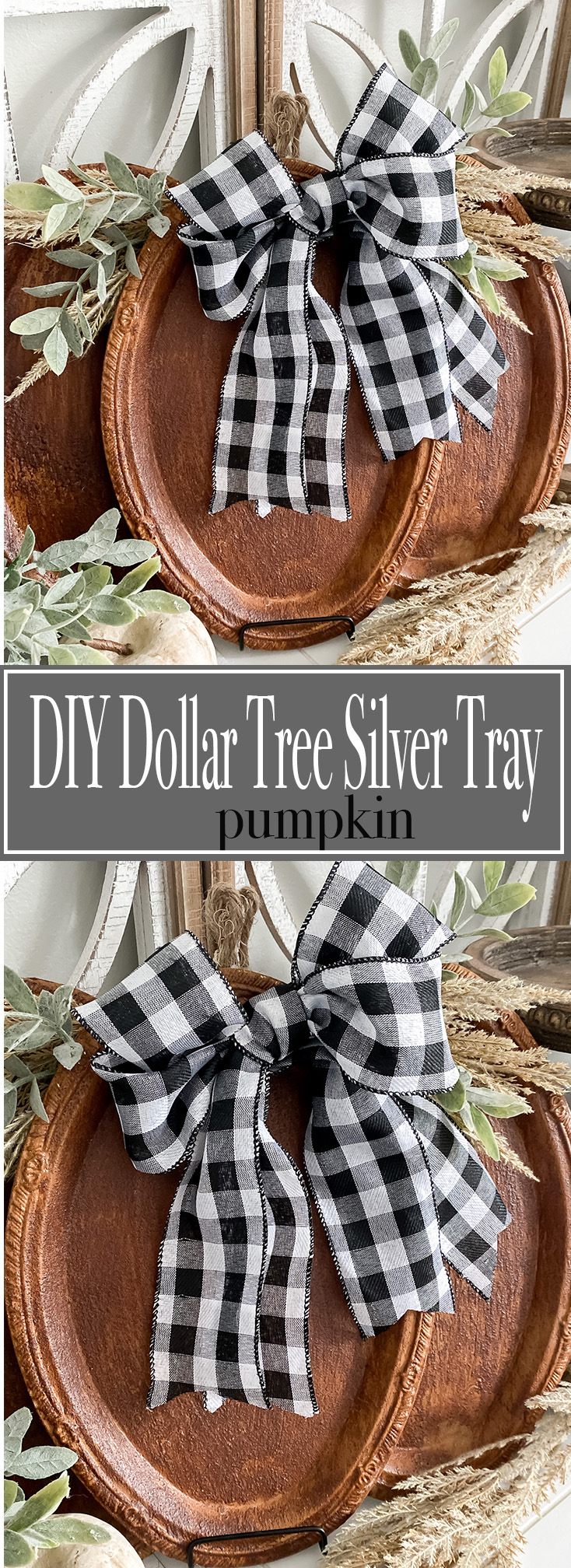 DIY DOLLAR TREE SILVER TRAY PUMPKIN