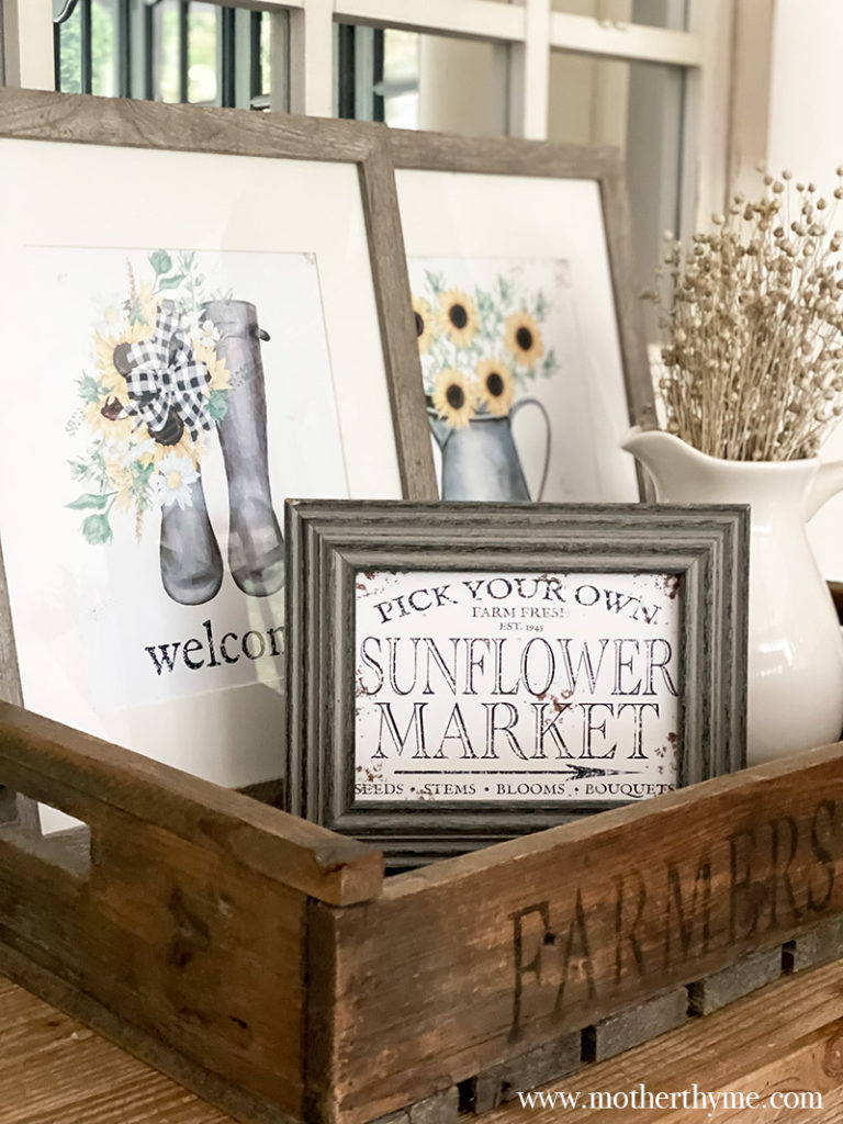 FREE JULY PRINTABLE COLLECTION FEATURING SUNFLOWERS AND VINTAGE-INSPIRED DISTRESSED SIGNS