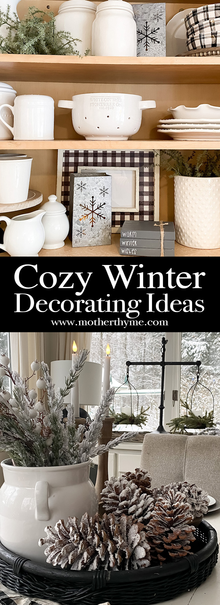 Cozy Winter Decorating Ideas - Winter Coffee Bar + Kitchen Dining Area